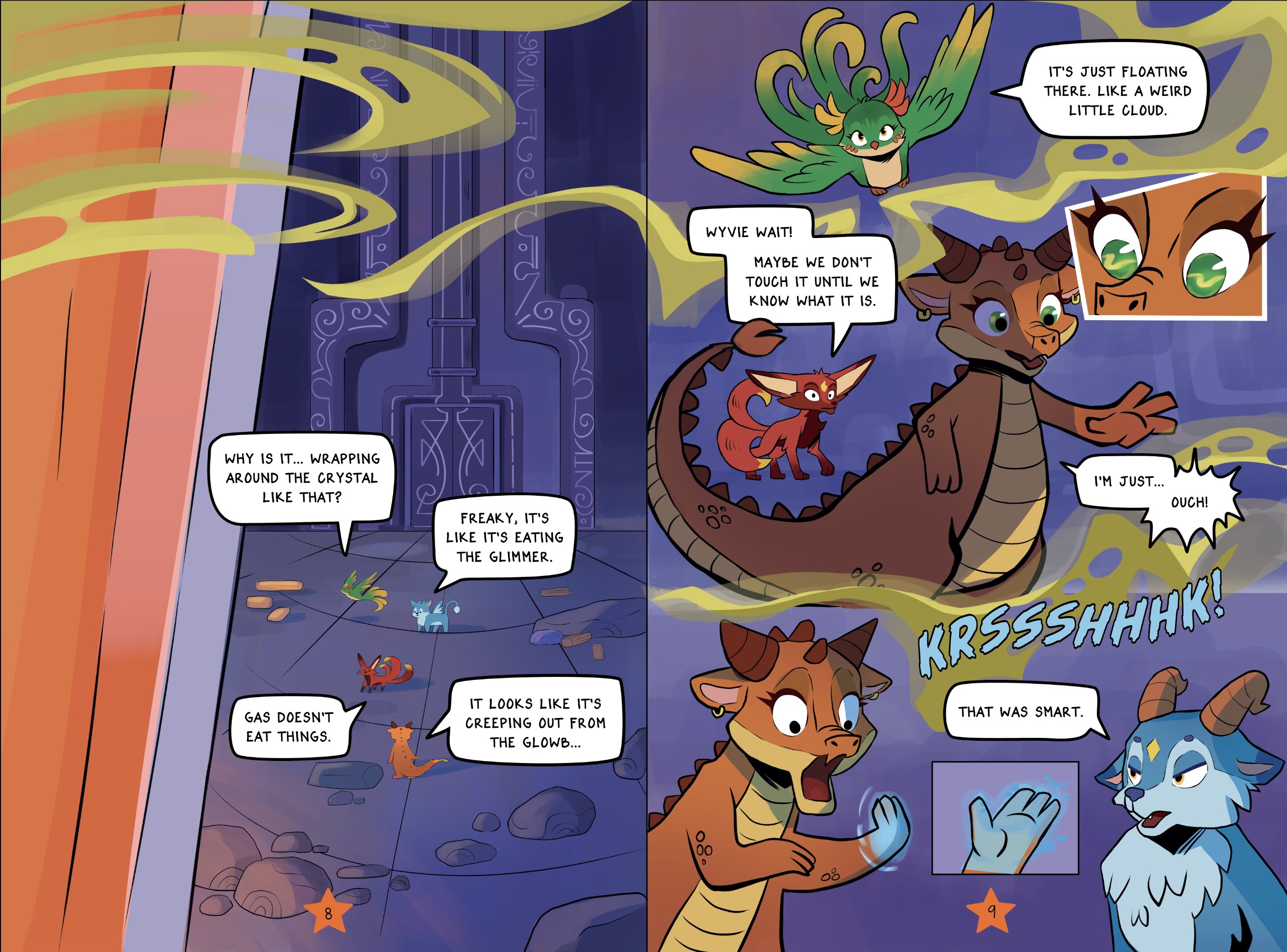 PRISMBREAK Chapter One spread, pages 8–9
