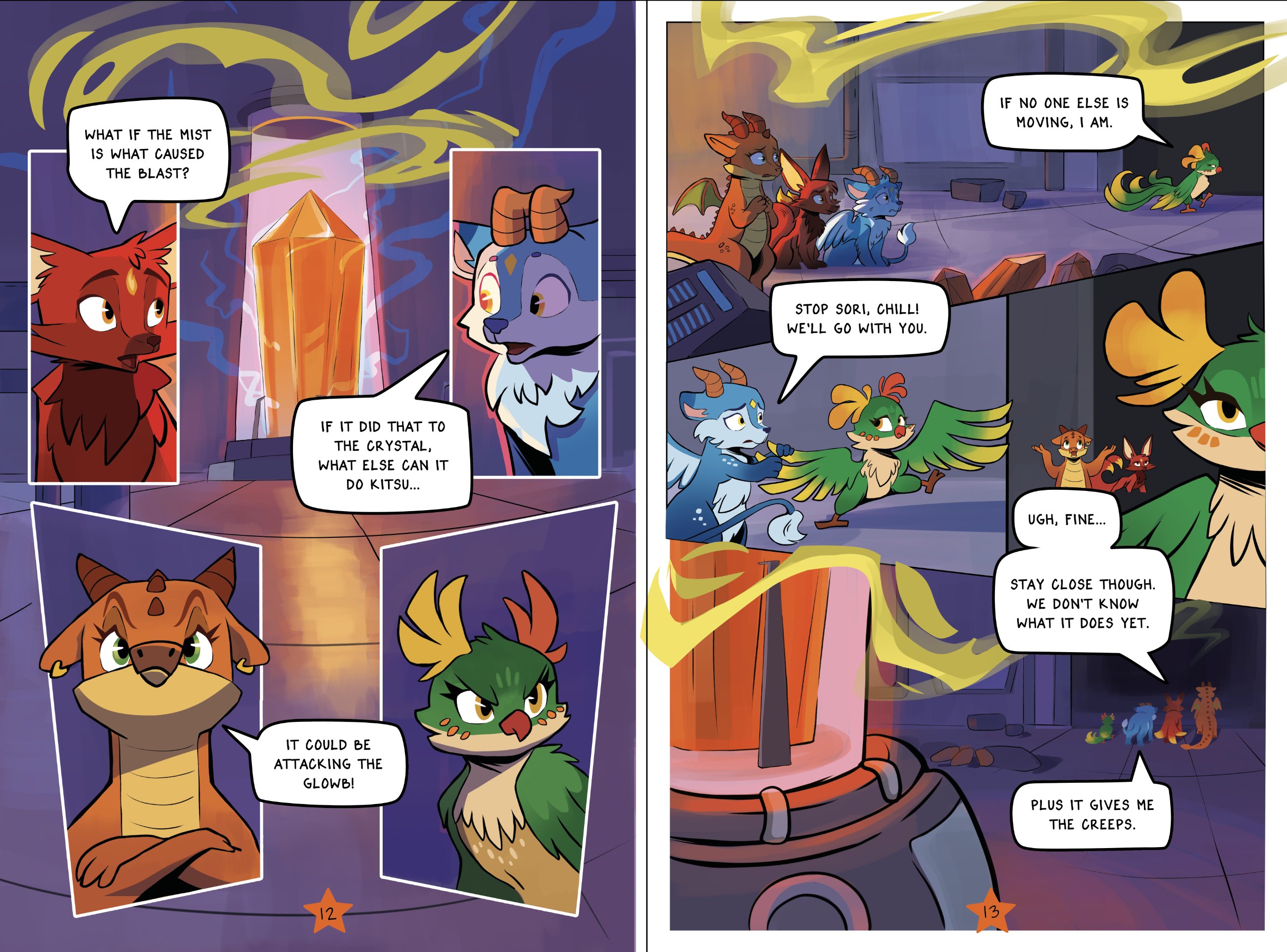PRISMBREAK Chapter One spread, pages 12–13
